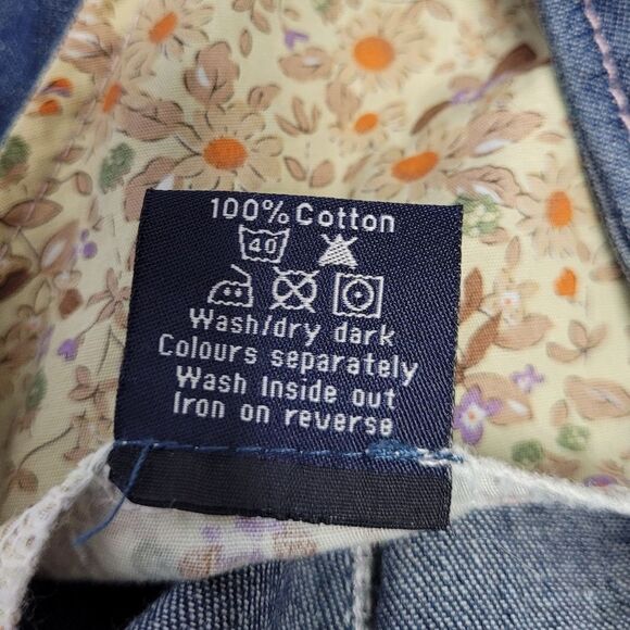 LIKU‎ embroidered butterfly overalls one piece denim ruffle 6-9 months - Picture 7 of 7